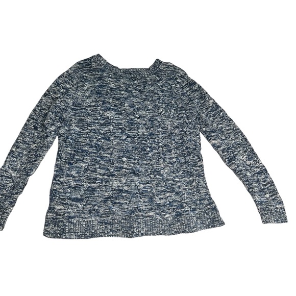 Land's End Drifter Sweater Women's Large Chunky Marled Knit Pullover Preppy Blue - Picture 2 of 8